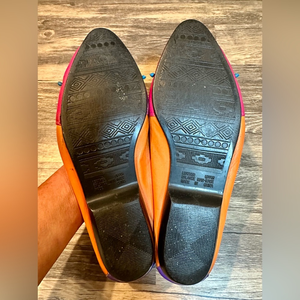 Lauren Sport Ralph Lauren Bubblegum Pink Studded Leather Flats Sz 9 Colorblock - Picture 5 of 8